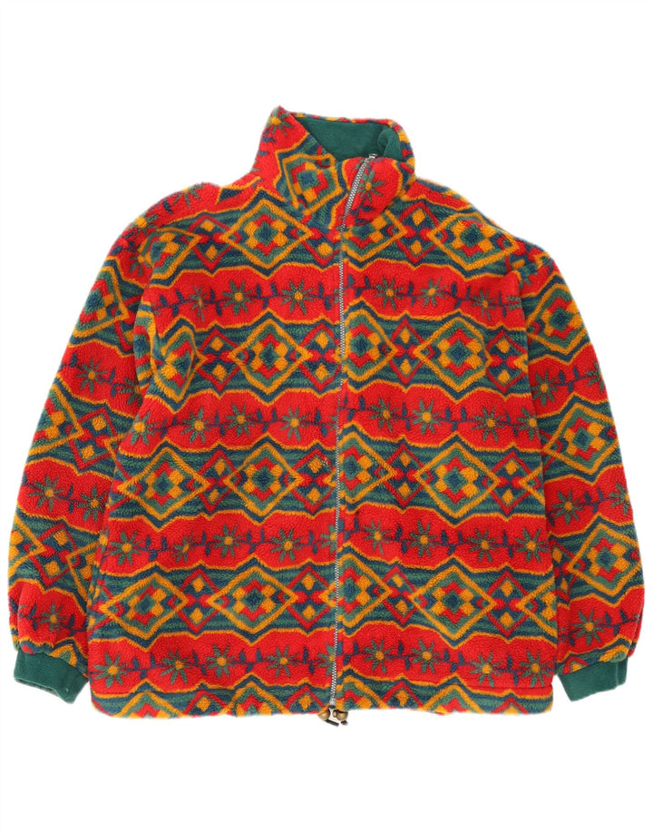 vintage Femme Veste polaire surdimensionnée UK 18 XL Rouge Géométrique