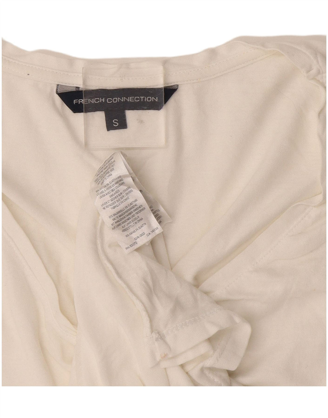 French Connection T-Shirt Femme Haut UK 10 Petit Coton Blanc