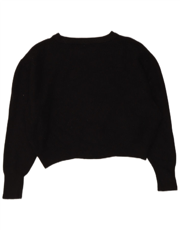ZARA Pull court surdimensionné à col bateau pour femme UK 14 Noir moyen