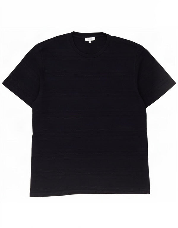 Reiss Homme T-Shirt Top Bleu Marine Moyen à Fines Rayures Coton