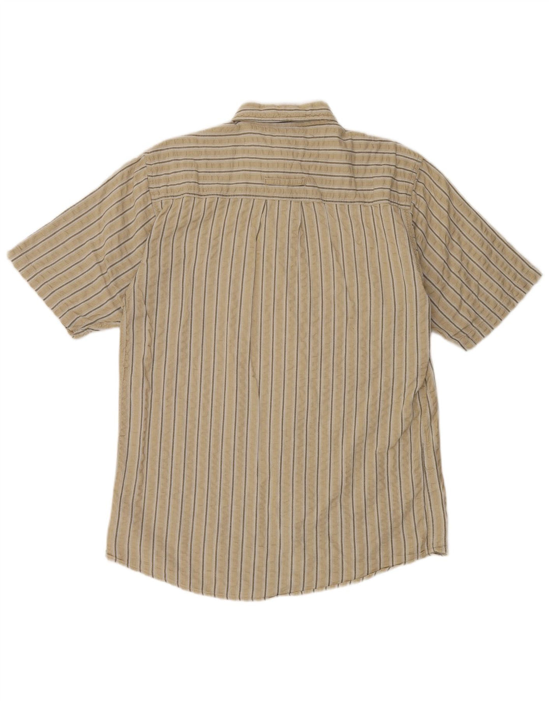 Angelo Litrico Chemise à Manches Courtes Homme Coton Rayé Beige Moyen