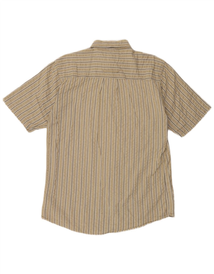 Angelo Litrico Chemise à Manches Courtes Homme Coton Rayé Beige Moyen