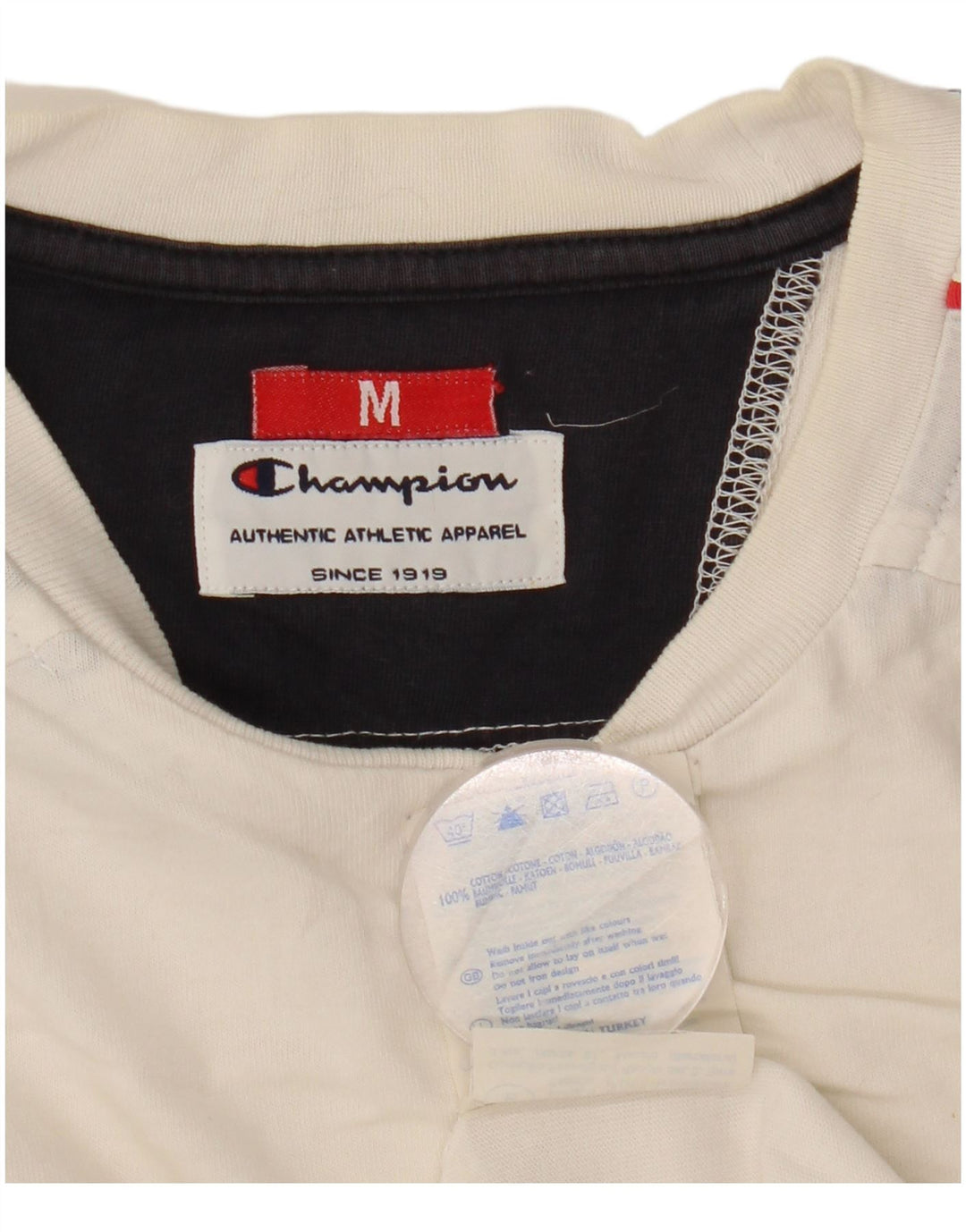 Champion T-Shirt Graphique Homme Blanc Moyen Coton Colorblock
