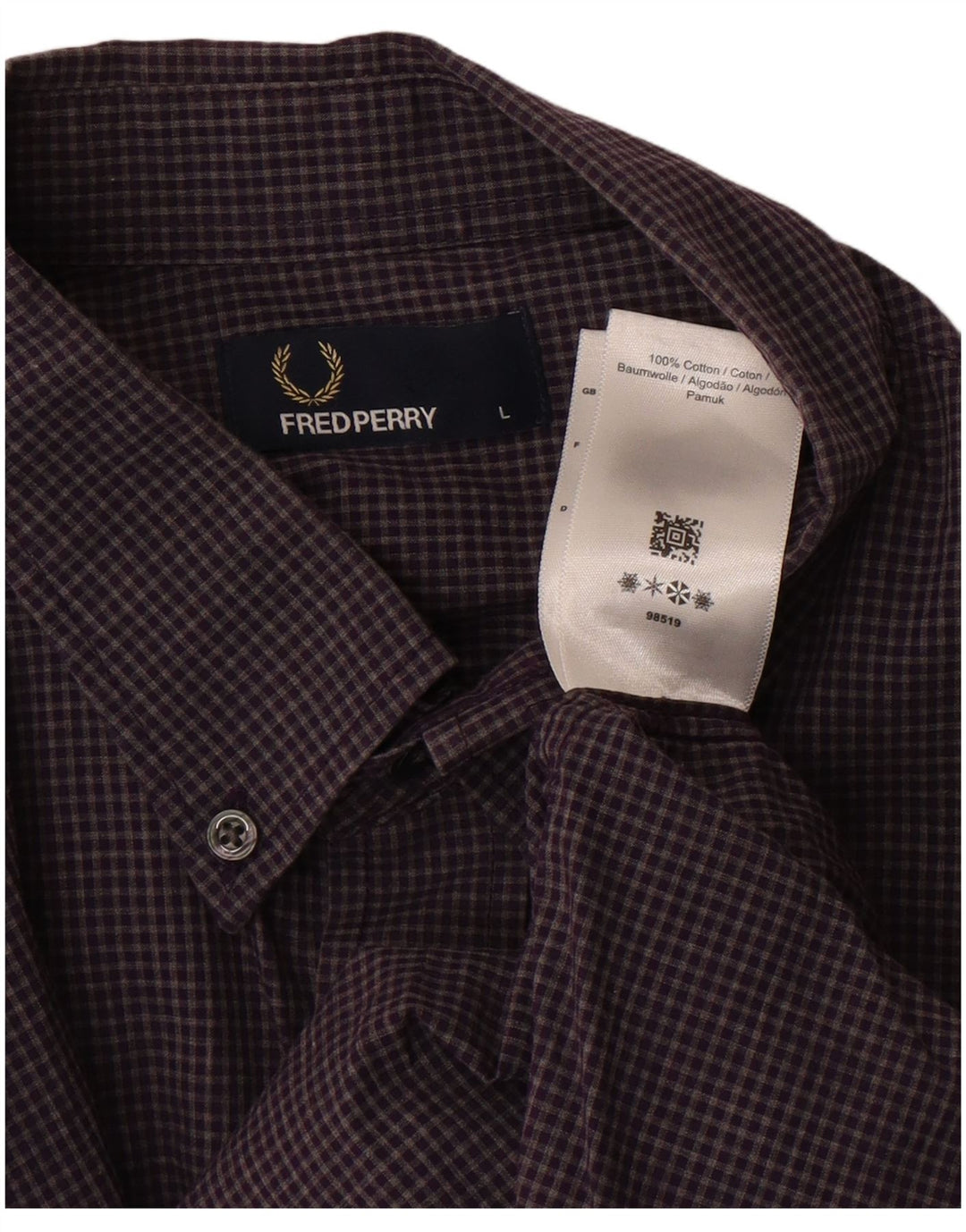 FRED PERRY Chemise Homme Large Vichy Violet Coton