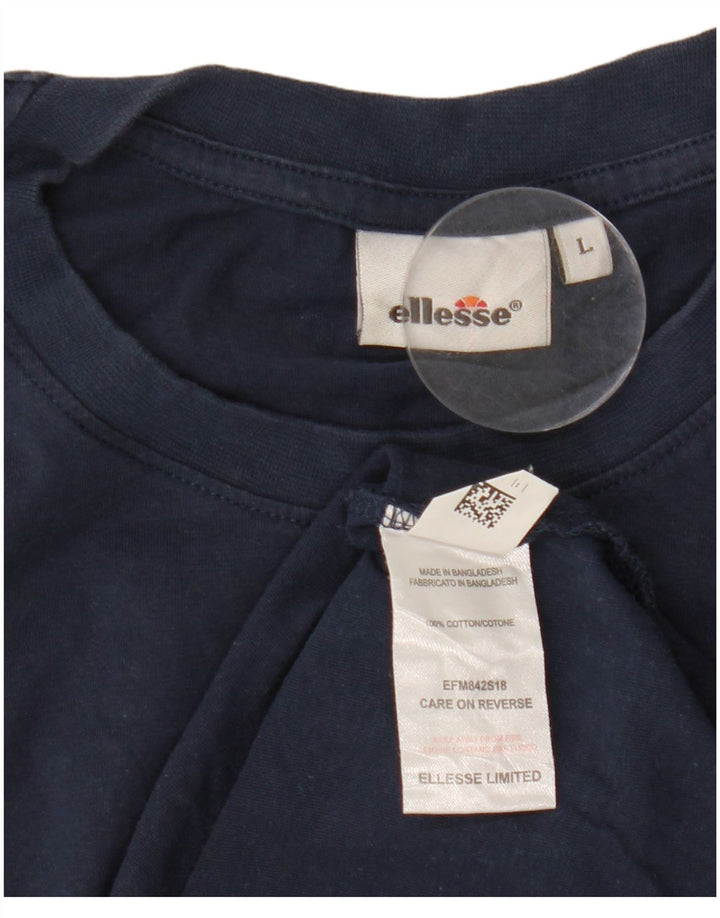 ELLESSE Débardeur graphique pour femme UK 16 Large Bleu Marine Coton
