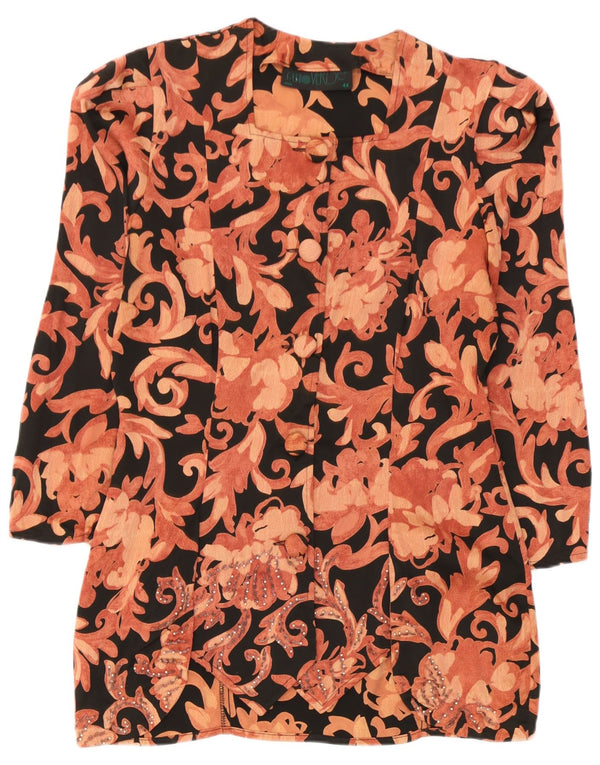 Vintage Womens 3/4 Sleeve Cardigan Top IT 44 Medium Pink Floral