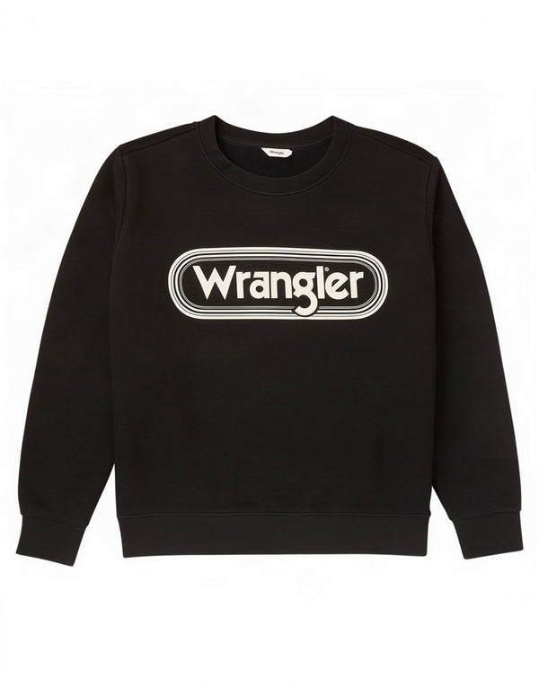 Wrangler Sweat-shirt graphique pour femme UK 16 Grand coton noir
