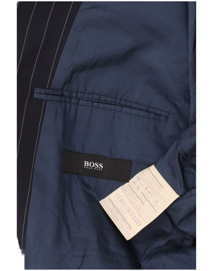 HUGO BOSS Mens 2 Button Blazer Jacket EU 54 2XL Navy Blue Pinstripe