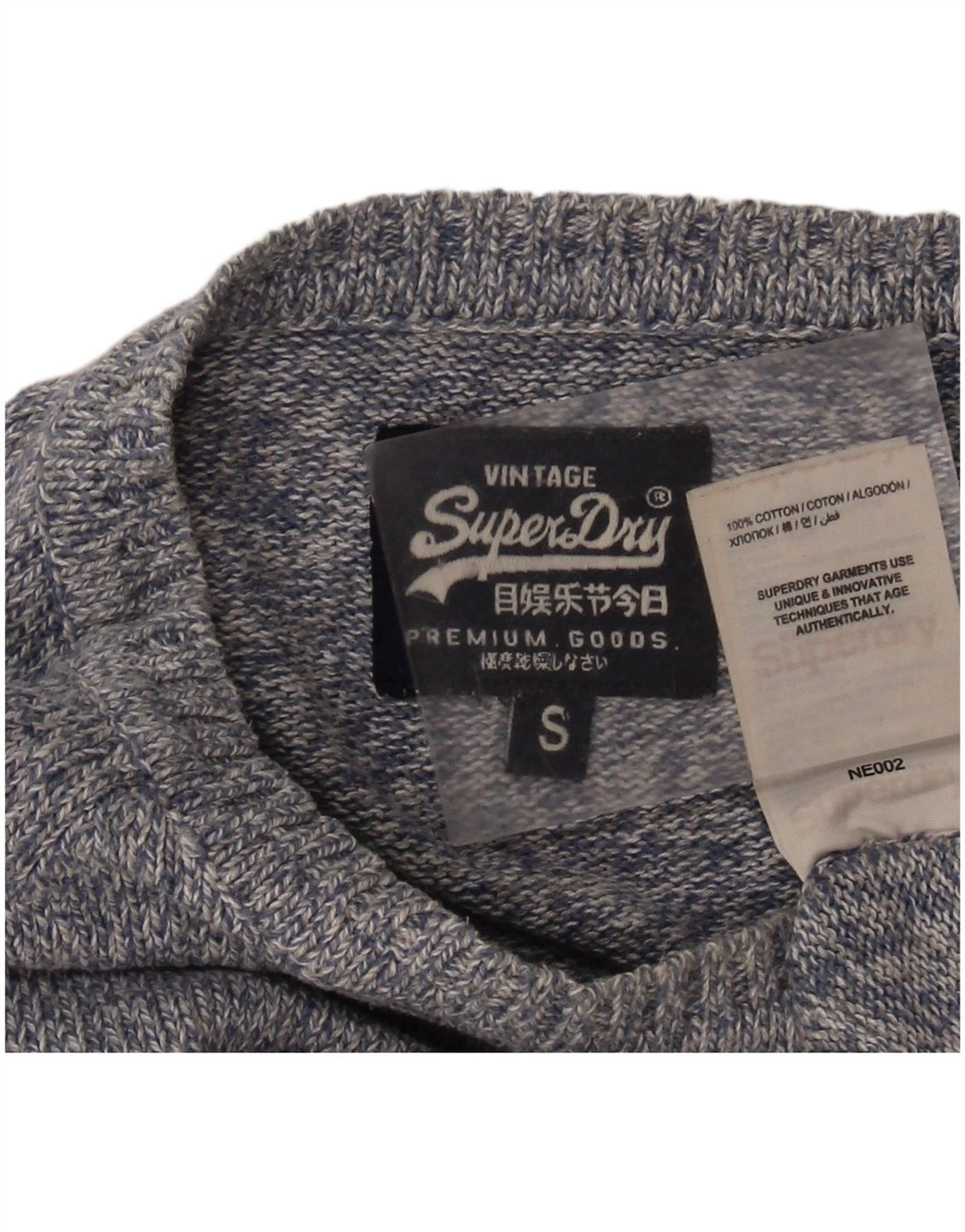 Superdry Pull à col rond en coton moucheté petit bleu pour homme