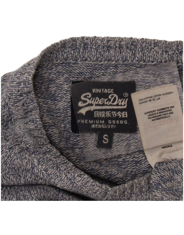 Superdry Pull à col rond en coton moucheté petit bleu pour homme