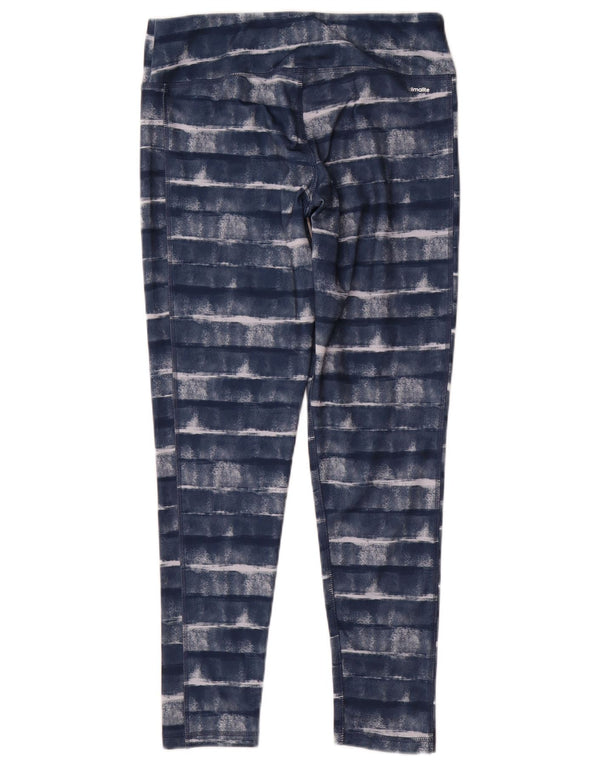 Adidas Femmes Climalite Leggings UK 12/14 Bleu Moyen Rayé Polyester