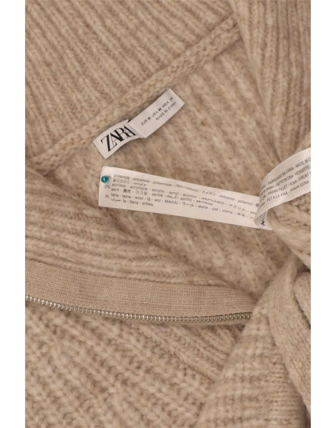 Zara Femme Crop Vest Débardeur UK 14 Beige Moyen Polyamide
