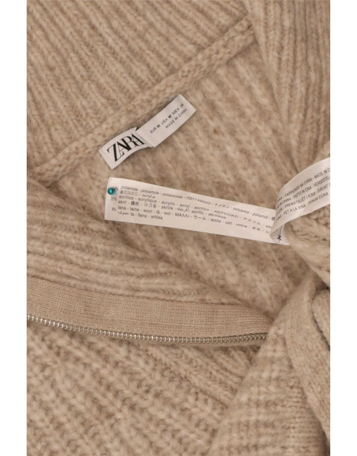 Zara Femme Crop Vest Débardeur UK 14 Beige Moyen Polyamide