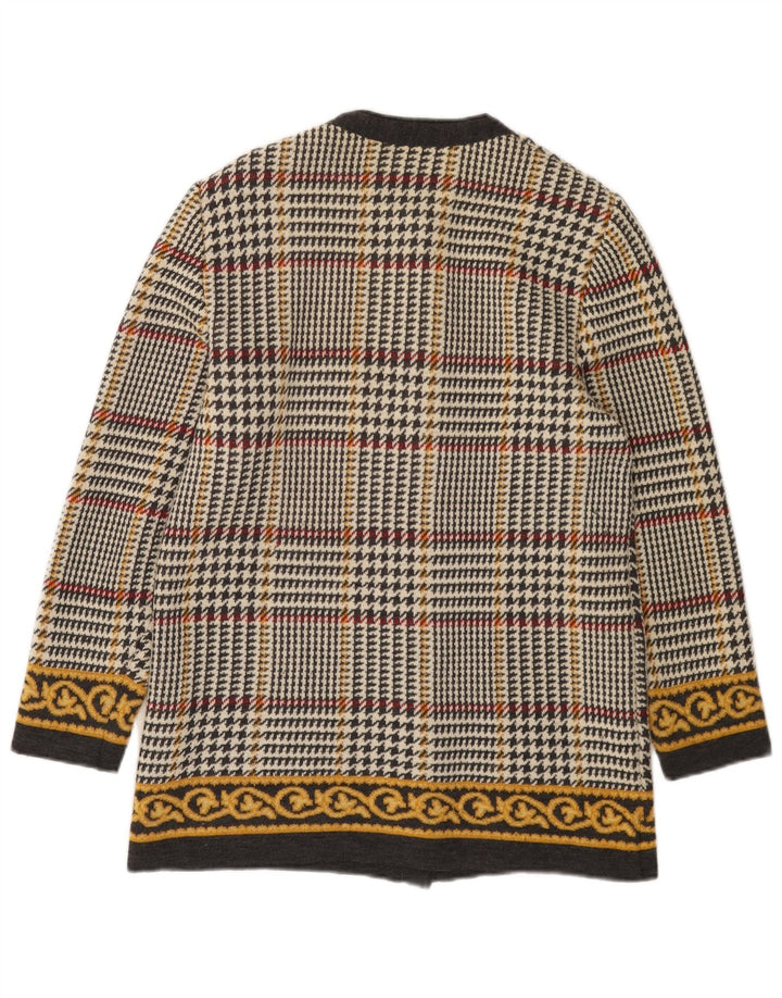 Liola Womens Cardigan Sweater UK 12 Medium Multicolore Pied-de-Poule Laine