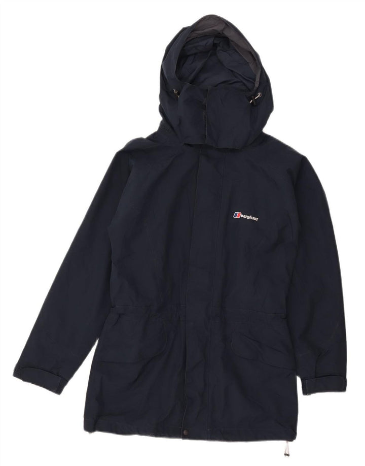 Berghaus Veste de pluie à capuche pour femme UK 8 Small Bleu marine Polyester