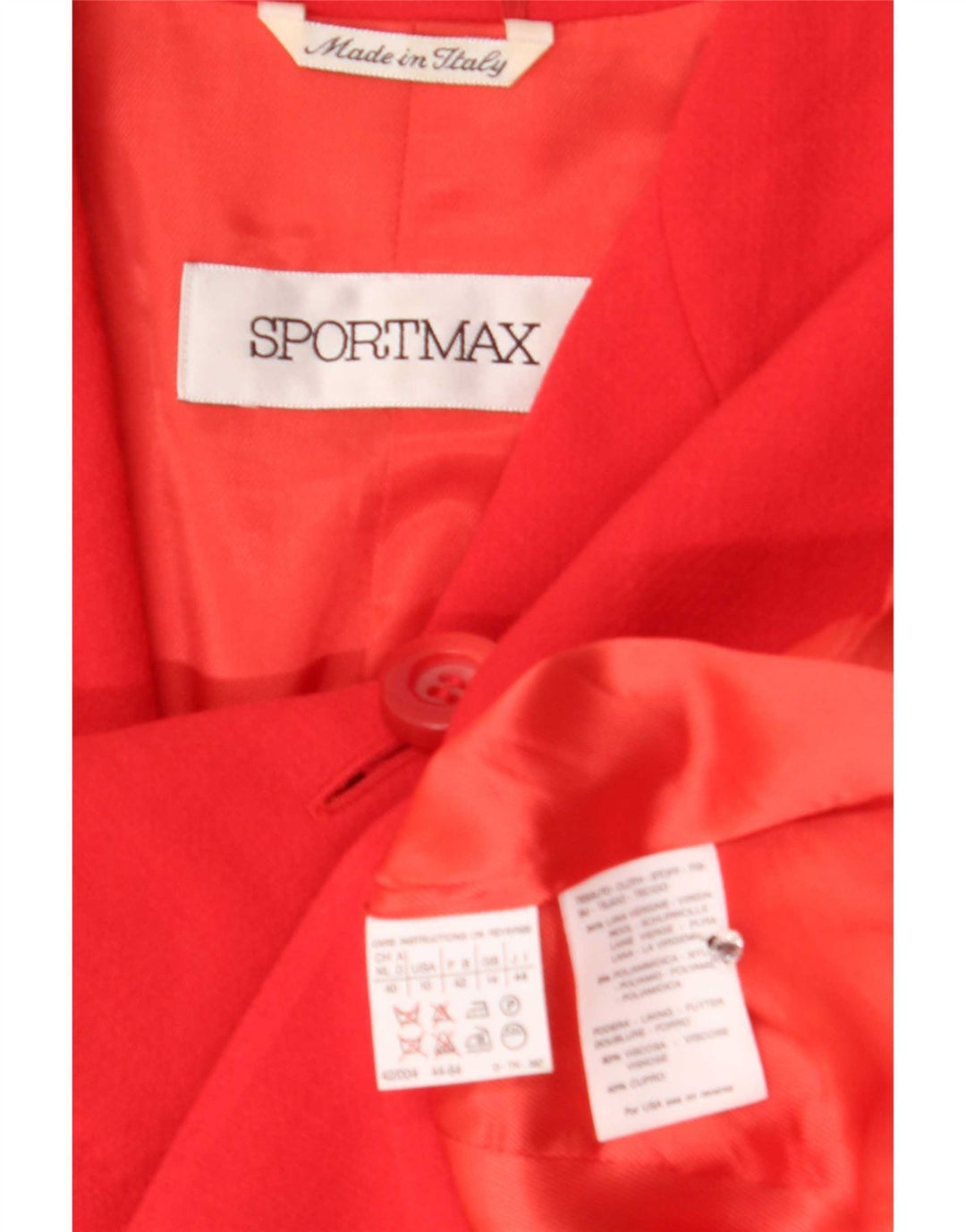 Sportmax Veste Blazer 4 Boutons pour Femme UK 14 Grande Laine Vierge Rouge