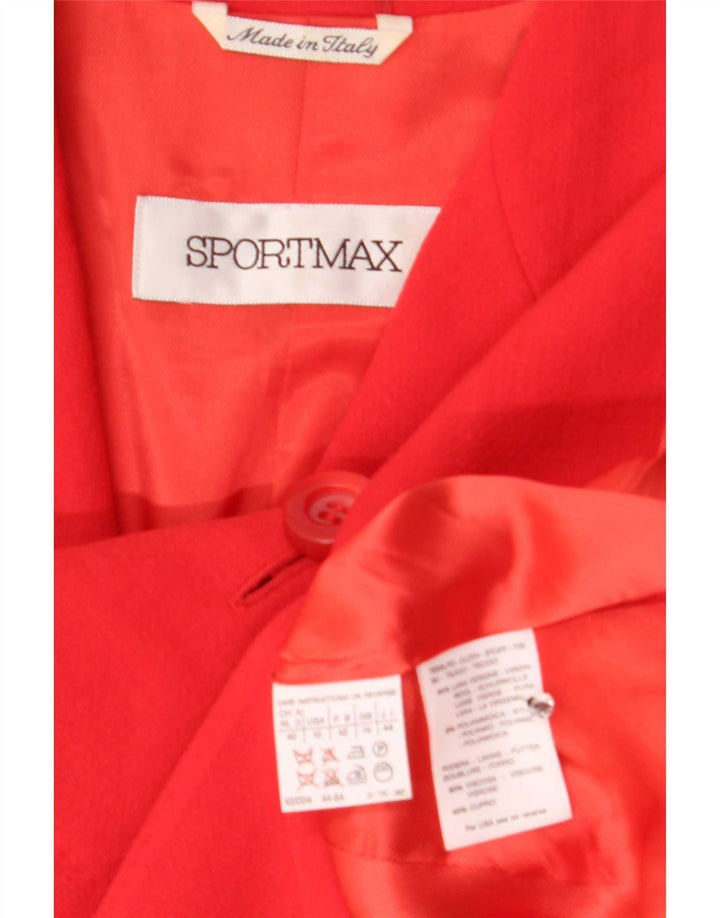 Sportmax Veste Blazer 4 Boutons pour Femme UK 14 Grande Laine Vierge Rouge