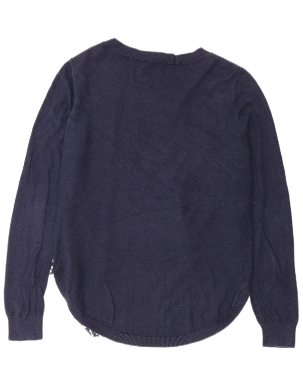 Oasis Pull col bateau pour femme UK 14 Bleu marine moyen en coton floral