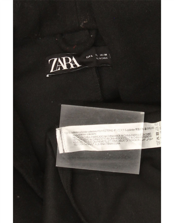 ZARA Manteau à capuche pour femme UK 16 Large Noir Polyester