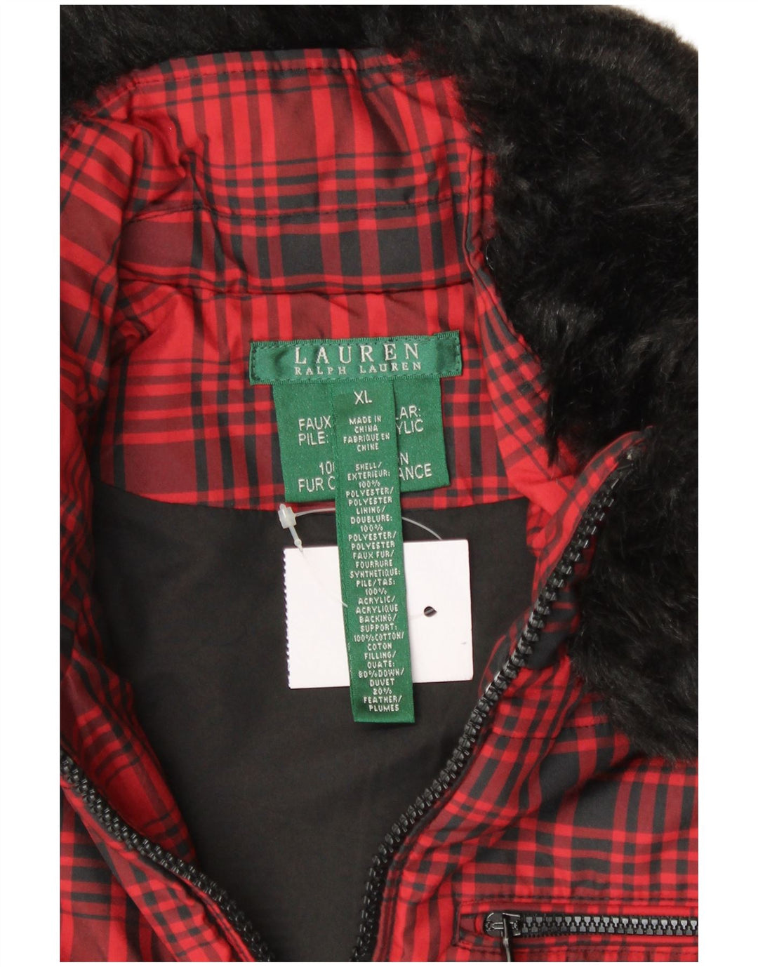 RALPH LAUREN Gilet Femme UK 18 XL Rouge à Carreaux Polyester