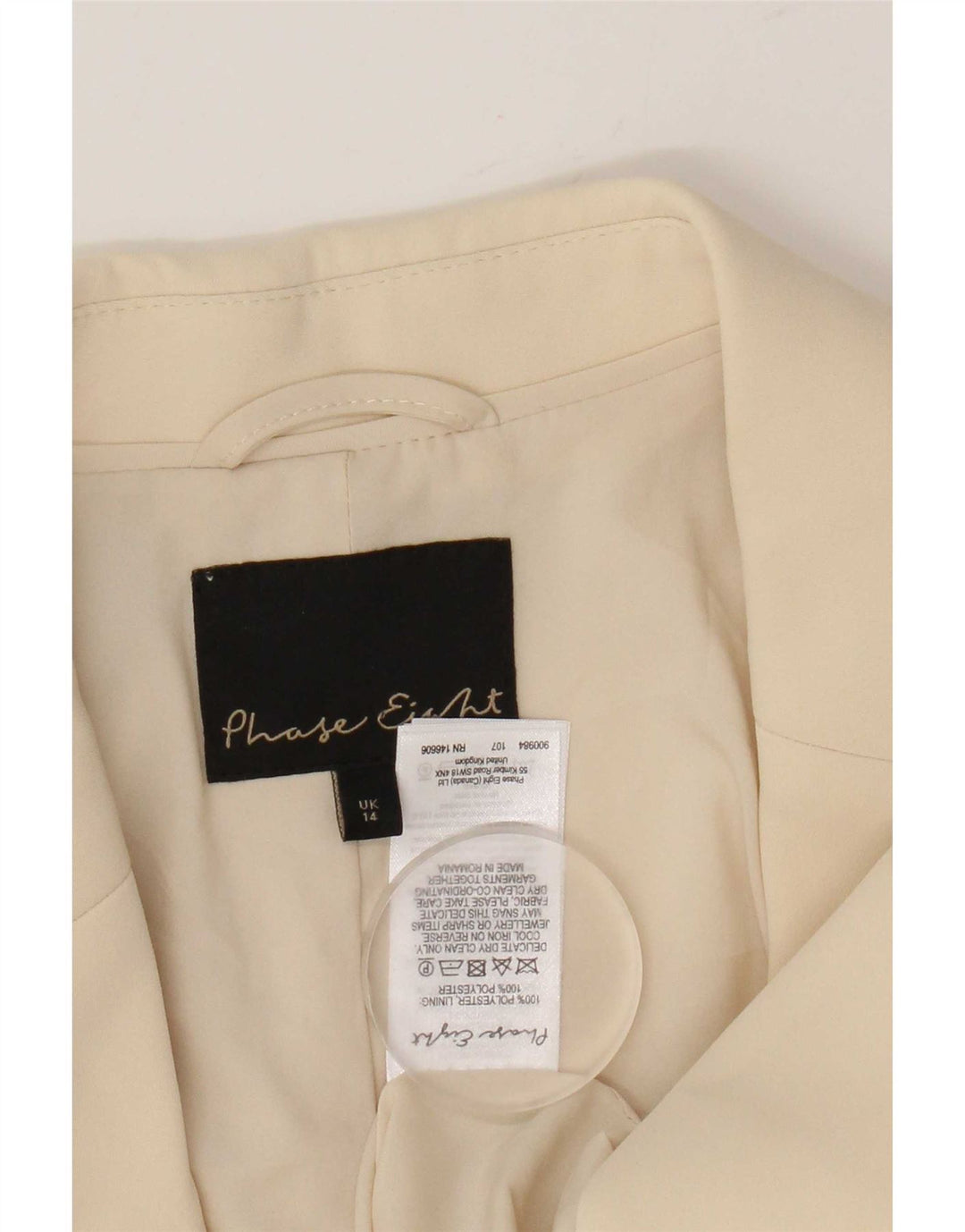 Phase Eight Veste Blazer 2 Boutons Femme UK 14 Polyester Beige Moyen