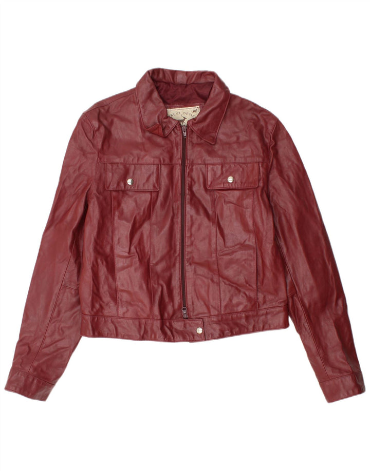 veste en cuir crop femme vintage UK 18 XL cuir marron