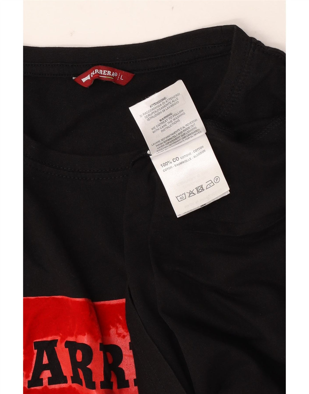 Carrera Homme Graphic T-Shirt Top Large Noir Coton