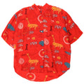 vintage Femme Graphique Chemise À Manches Courtes Blouse EU 40 Soie Rouge Moyenne