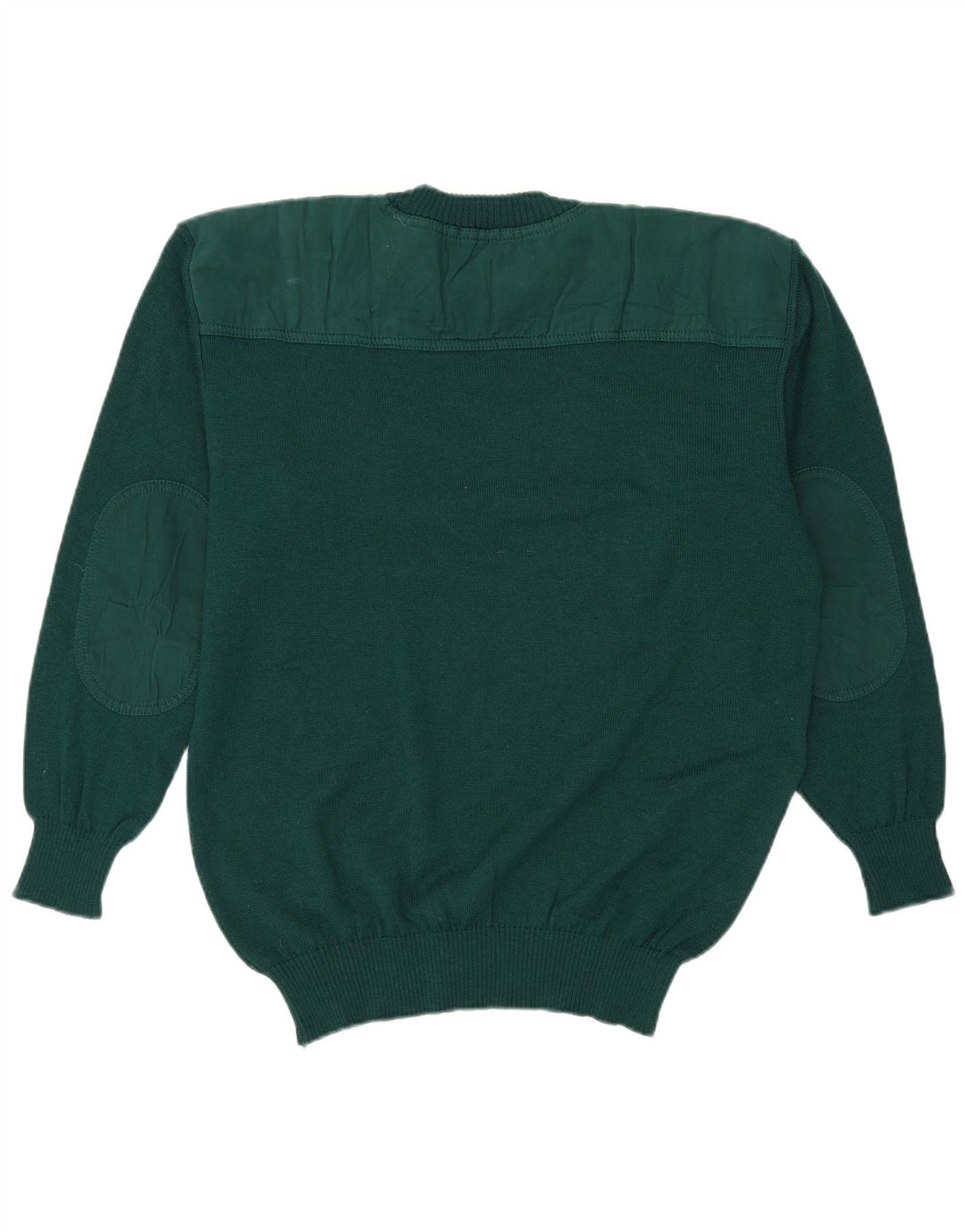 vintage Mens Crew Neck Jumper Pull Grande Laine Vierge Verte