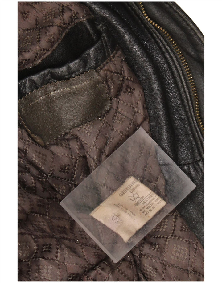 VINTAGE Veste en cuir homme IT 50 Grand cuir noir