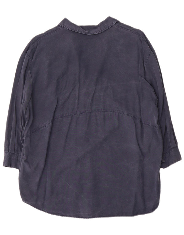 Jack Wills Chemisier surdimensionné à manches 3/4 pour femme UK 6 XS Bleu marine Lyocell