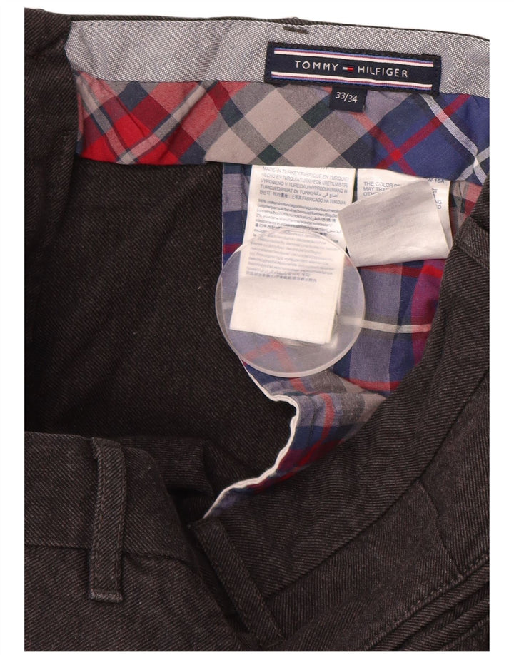 TOMMY HILFIGER Pantalon Chino Slim Homme W32 L32 Gris Coton