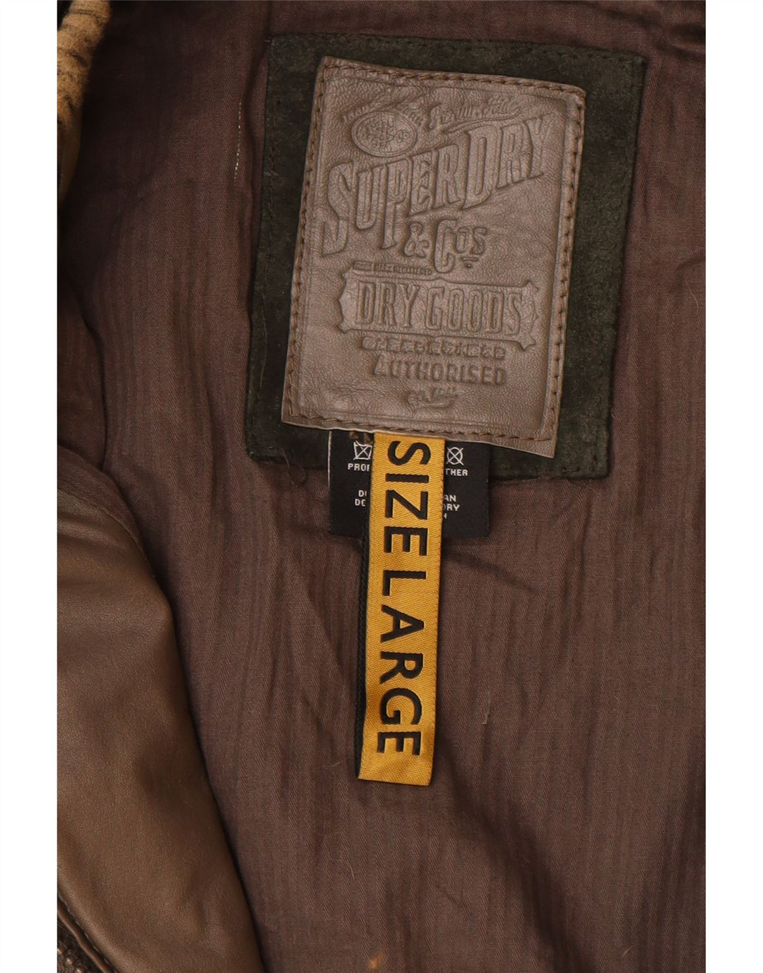 Superdry Veste en cuir militaire pour femme UK 16 Grand cuir marron