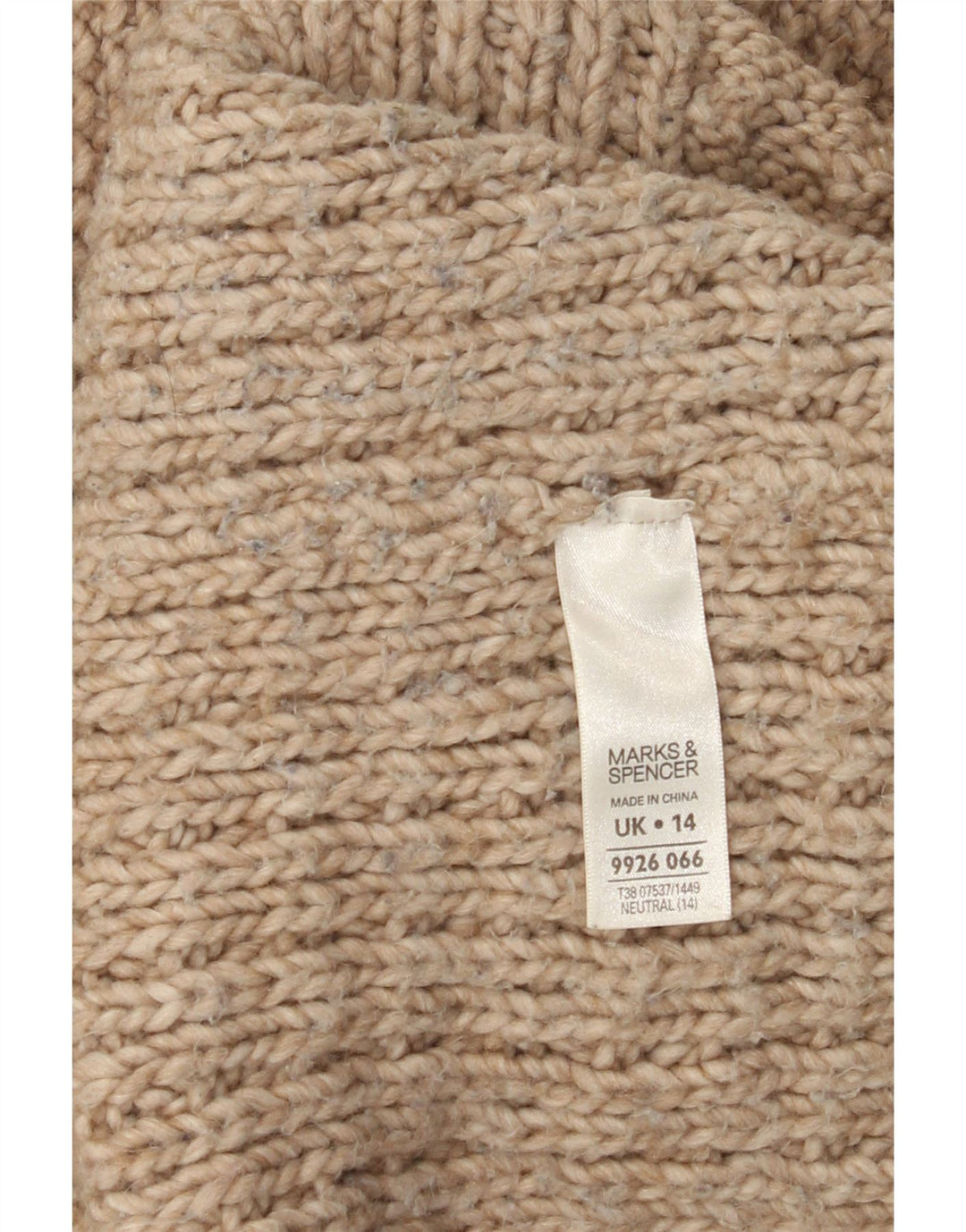 Marks & Spencer Pull Cardigan Femme UK 14 Acrylique Marron Moyen