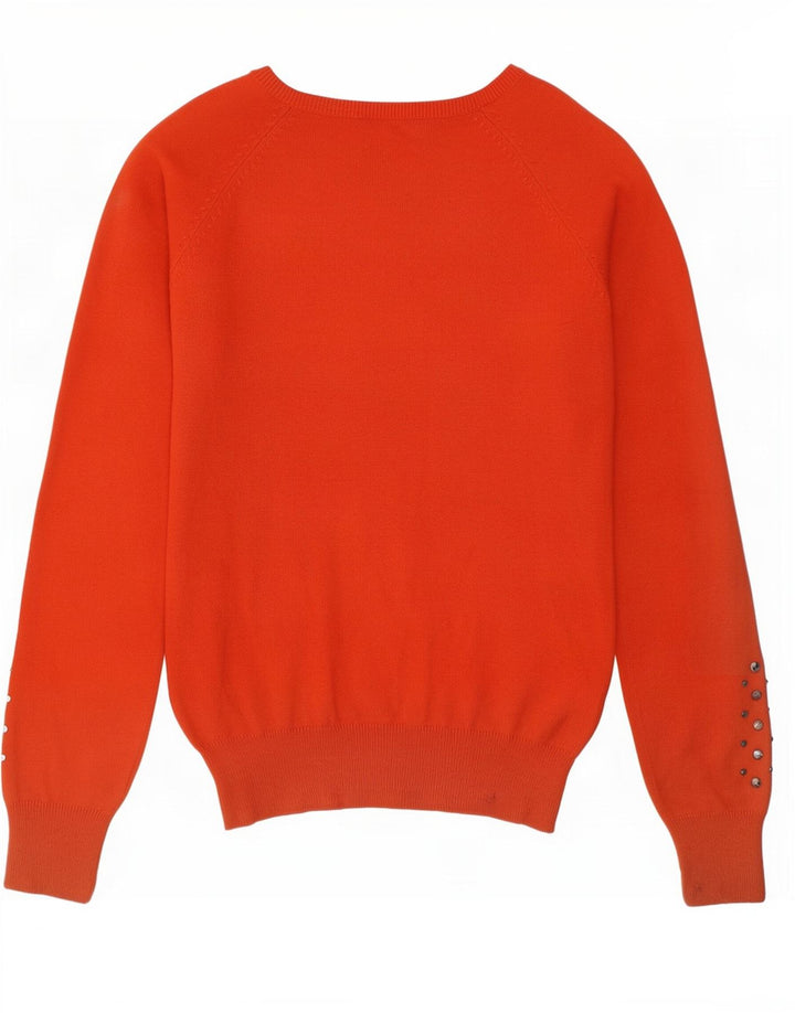 Zara Pull col V pour femme UK 12 en coton orange moyen