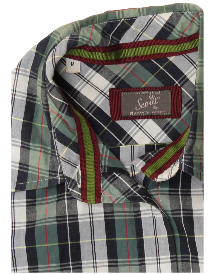 Chemise Scout Femme UK 12 Coton à Carreaux Vert Moyen