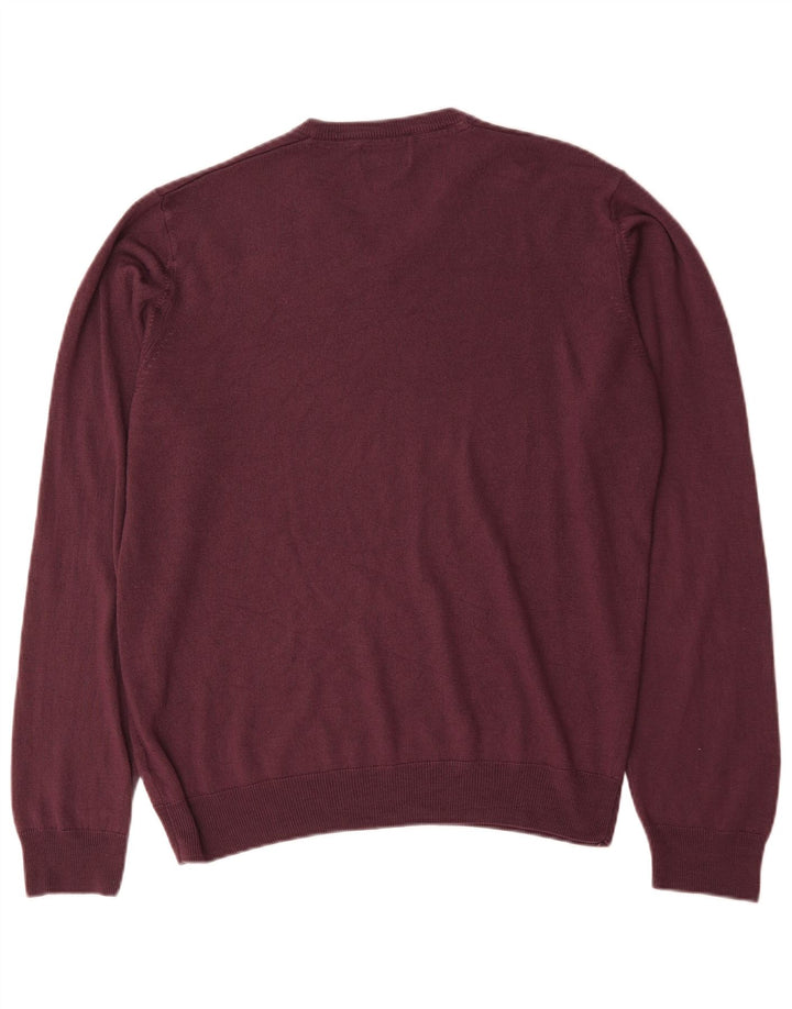 Marks & Spencer Pull coupe classique à col en V pour homme, grand, bordeaux