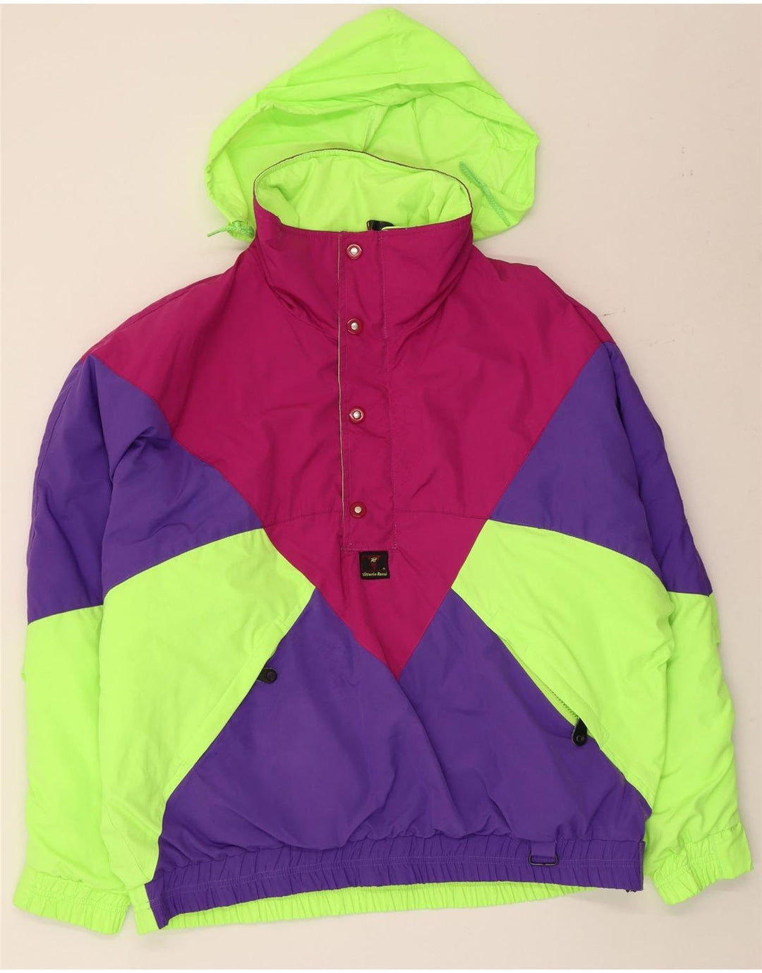 Veste Anorak à capuche vintage pour homme IT 50 Grand colorblock multicolore