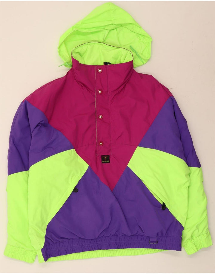 Veste Anorak à capuche vintage pour homme IT 50 Grand colorblock multicolore
