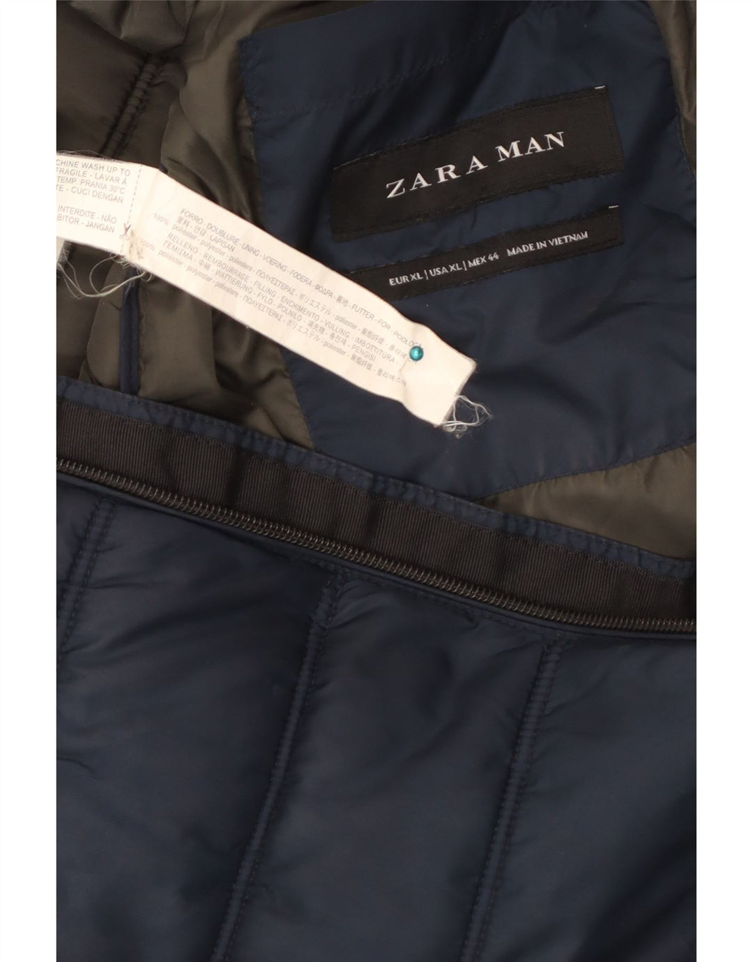 ZARA Gilet rembourré pour homme UK 42 XL Bleu marine Polyester