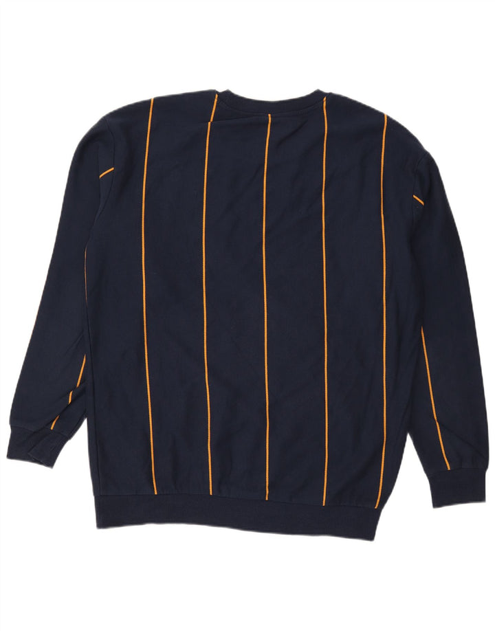 Zara Homme Sweatshirt Jumper Large Bleu Marine Rayé Coton