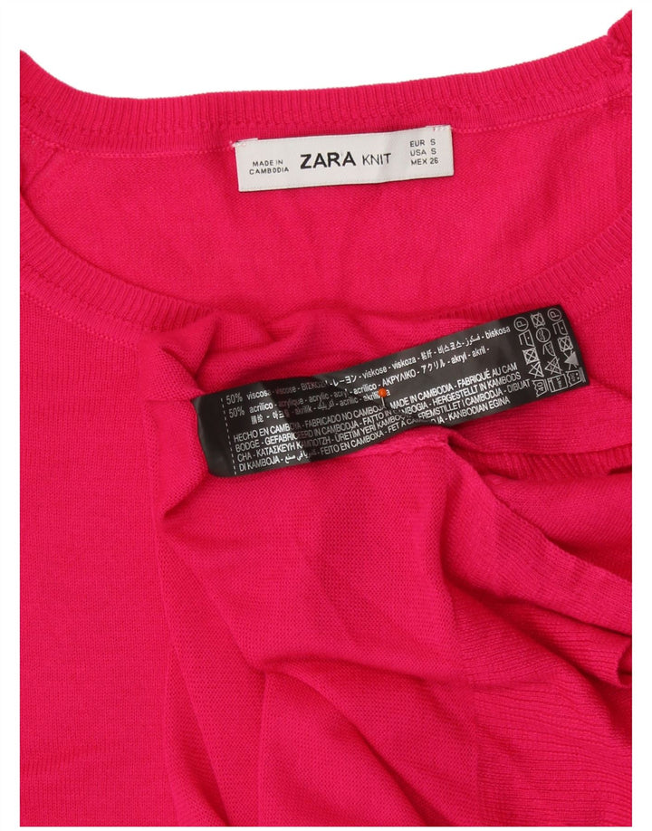 Zara Pull surdimensionné à col rond pour femme UK 10 Petite viscose rose