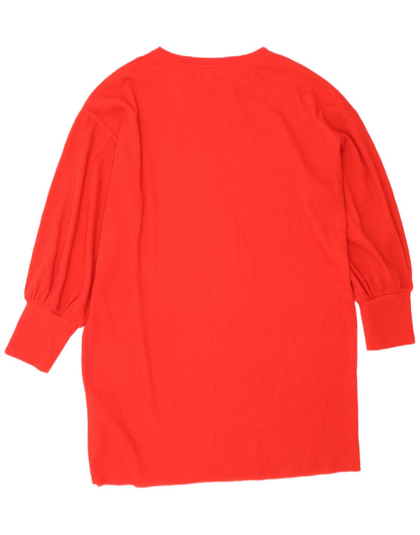 Zara Robe de tente surdimensionnée à manches longues pour femme UK 16 Large Rouge Polyester