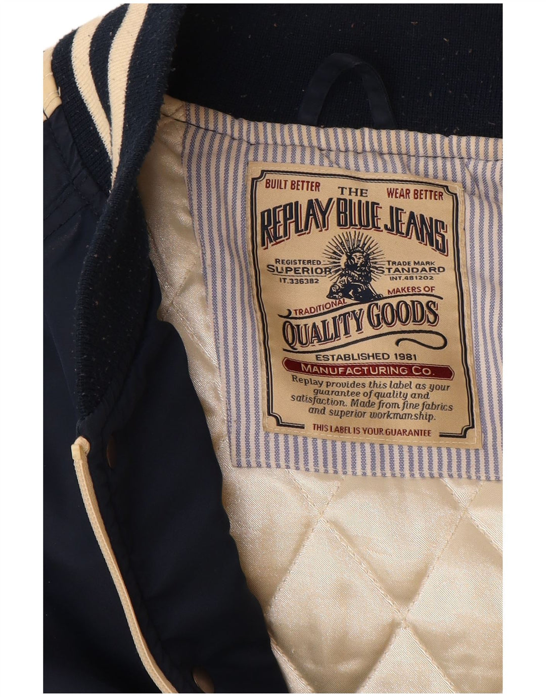 REPLAY Veste Varsity Graphique Homme UK 38 Bleu Marine Moyen Colorblock