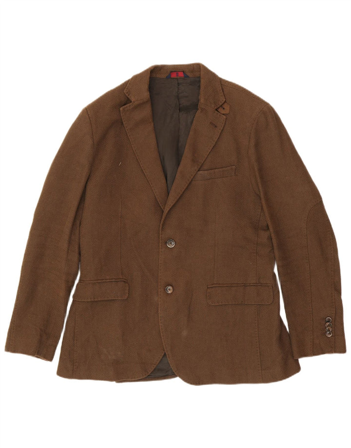 MASSIMO DUTTI Veste Blazer 2 Boutons Homme UK 38 Viscose Marron Moyen
