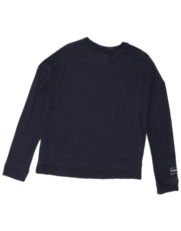 Superdry Sweat-shirt graphique pour femme UK 8 Small Bleu marine Viscose