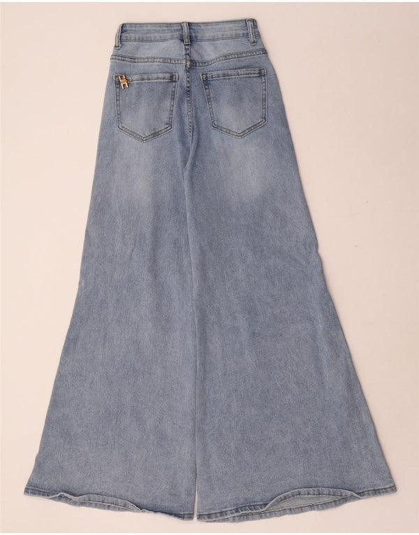 Elisabetta Franchi Womens High Waist Wide Leg Jeans XS W24 L31 Blue Cotton