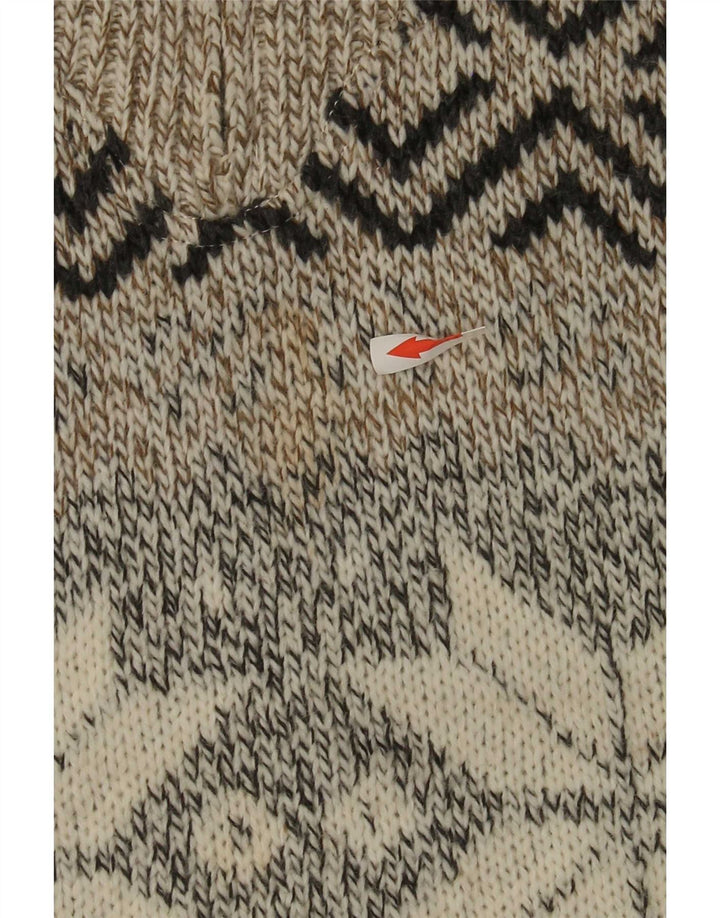 C&A Pull Canda Zip Neck Homme Beige Fair Isle Acrylique