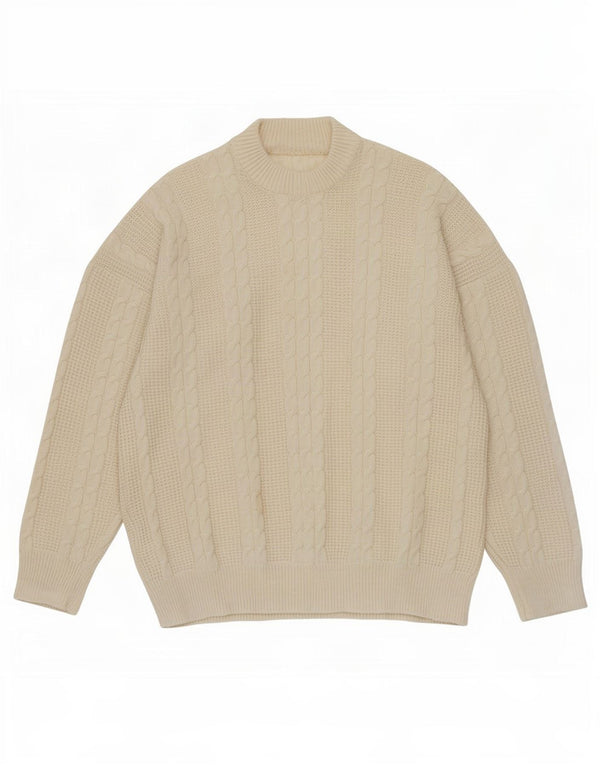 vintage Womens Crew Neck Jumper Pull UK 14 Grand Blanc Cassé