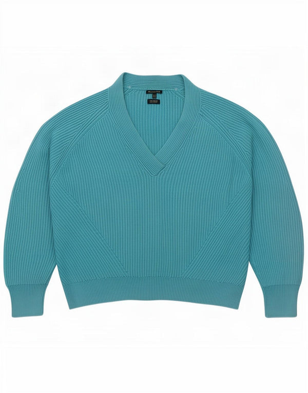 Massimo Dutti Pull surdimensionné à col en V pour femme UK 14 Bleu moyen